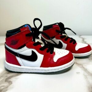 Nike Air Jordan 1 Retro High Origin Story Spiderman White Red Kids Sneakers, 7C